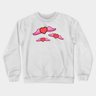 Valentines Day Flying Love Hearts With Wings Crewneck Sweatshirt